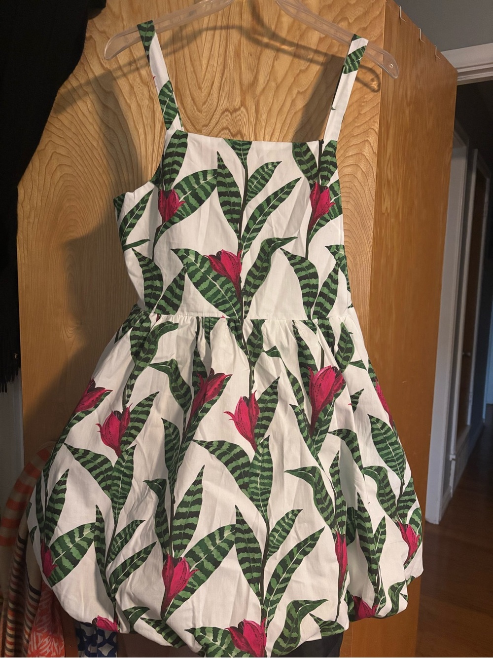Floral Tropical Print Mini Dress in White and Pink